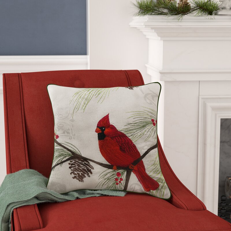 Alcott Hill Broadalbin Christmas Cardinal Throw Pillow